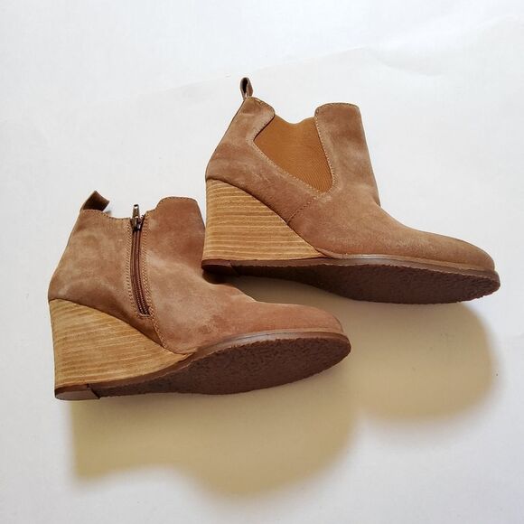 Diba Suede Leather Wedge Ankle Boots Booties Size 10 New - Picture 2 of 10
